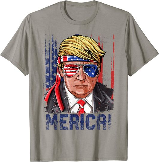 Trump 4th of July Merica Men Women USA American Flag Vintage T-Shirt