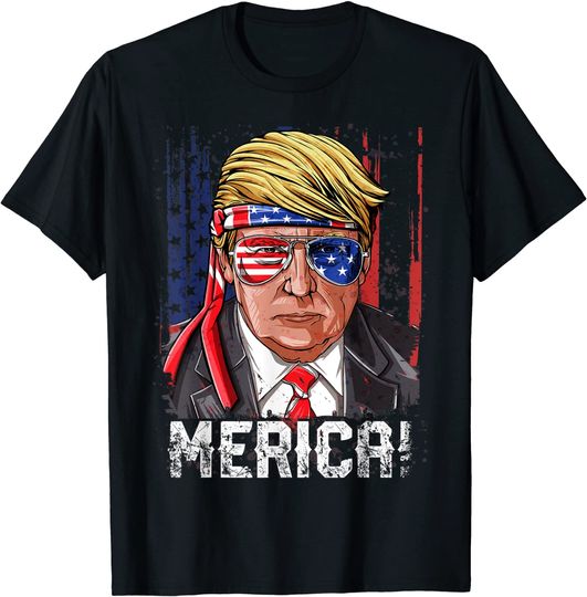 Trump 4th of July Merica Men Women USA American Flag Vintage T-Shirt