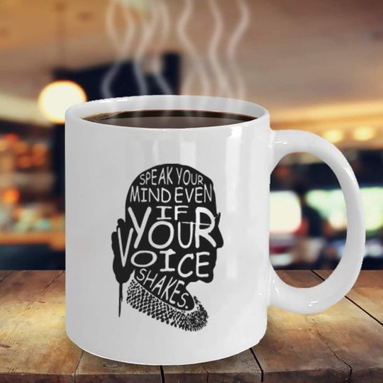 KROPSIS Speak Your Mind Even If Your Voice Shakes Double-Sided Ceramic Coffee Mug Tea Cup White