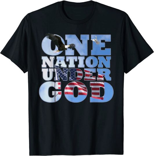 One 1 Nation Under God Flag USA Holy Spirit Eagle 4th July T-Shirt