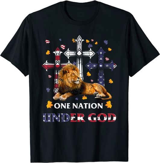 One Nation Under God American Flag Lion 4th Of July T-Shirt