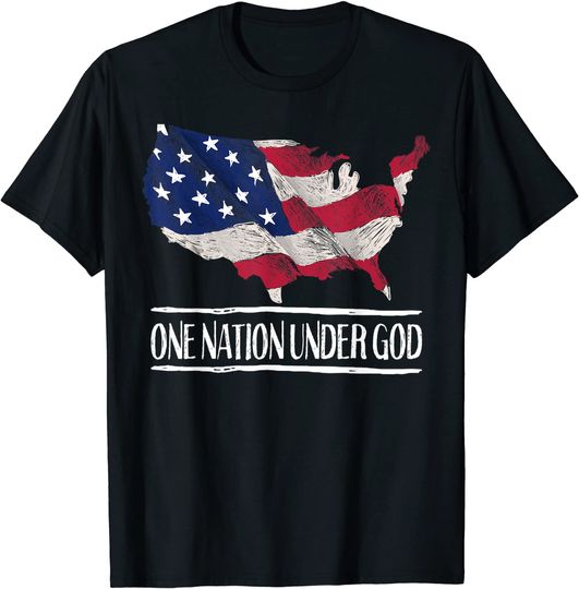 One Nation Under God Christian 4th of July Patriotic USA T-Shirt