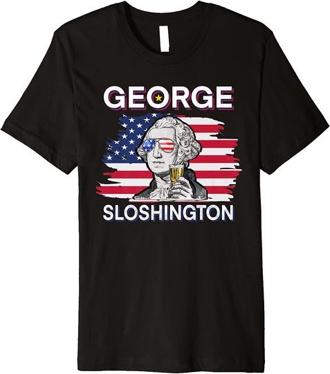 George Sloshington American Flag T Shirt