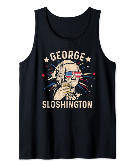 Vintage George Sloshington Washington 4th of July Funny USA Tank Top