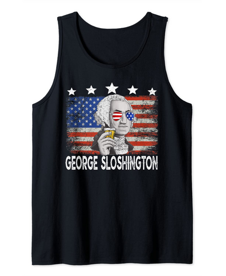 George Sloshington 4th Of July US American Flag Washington Tank Top