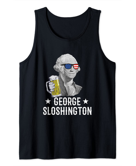 George Sloshington President George Washington Drinking Beer Tank Top