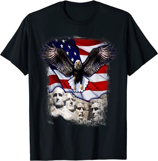 American Bald Eagle Mount Rushmore 'Merica Flag T-Shirt