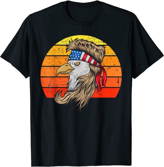 4th of July Shirt Bald Eagle with Mullet American USA Flag T-Shirt
