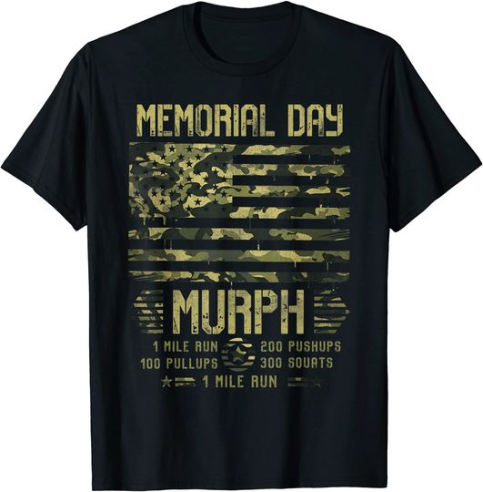 Murph 2021 Workout Challenge Patriotic Memorial Day Camo T-Shirt