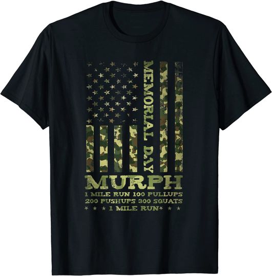 USA Flag Camo Murph Challenge Memorial Day WOD Workout 2021 T-Shirt