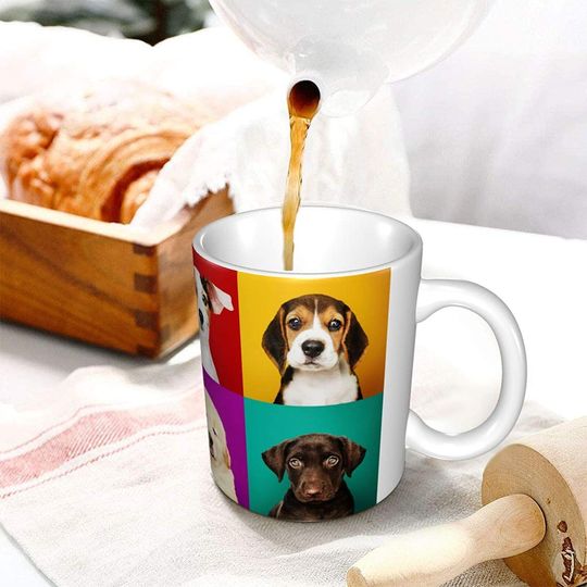 Cute Dogs Pop Art - Funny Cup - Novelty Birthday Gifts - Beautiful Tea Cup - Full Print Mug - White 11OZ Ceramic Coffee Mug