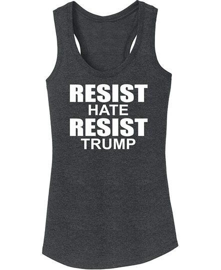 Comical Shirt Ladies Resist Hate Resist Trump Tri-Blend Tank Top