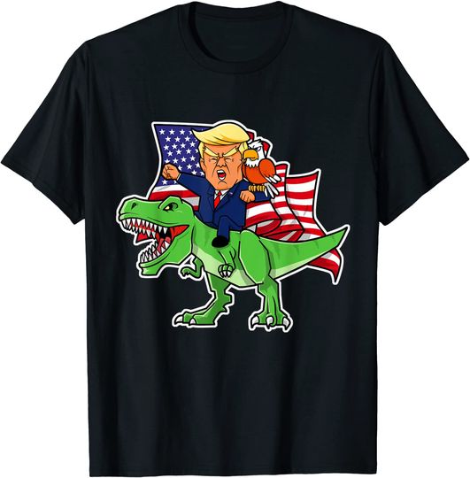 Discover Trump Riding a Dinosaur TRex Patriotic T Shirt