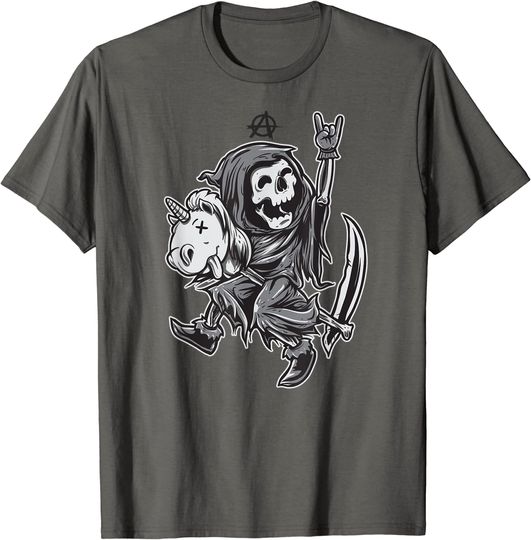 Anarchy Grim Reaper Unicorn Gift Death Anarchist T-Shirt
