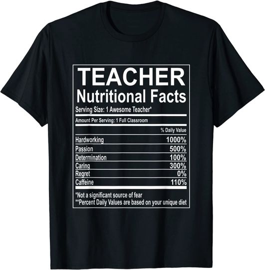 School Teacher Nutrition Facts Educator T Shirt