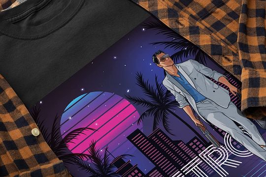 Acher Sitcom Sterling Archer Vice Palm 80s Sun Set Unisex Tshirt