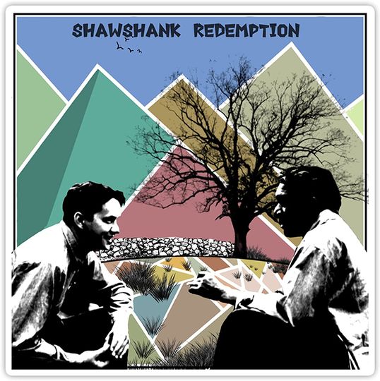 The Shawshank Redemption Vintage Fan Art Andy Dufresne and Red Sticker 3"