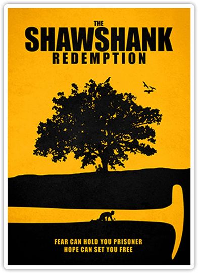 The Shawshank Redemption Minimal Movie Poster Mmpg Graphix Sticker 2"