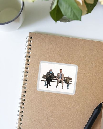 Forrest Gump Bernie Sanders Mitaines Sticker 2"