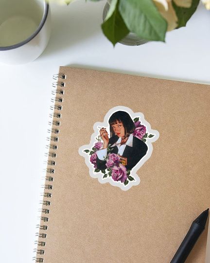 Pulp Fiction Art Floral Sticker 2"