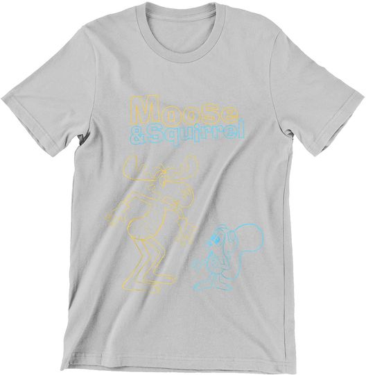 Rocky and Bullwinkle Neon Friends Moor and Squirrel Shirt