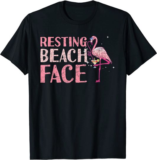 Resting Beach Face Flamingo T Shirt