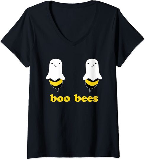 Boo Bees Shirt Couples Halloween Costume V-Neck T-Shirt