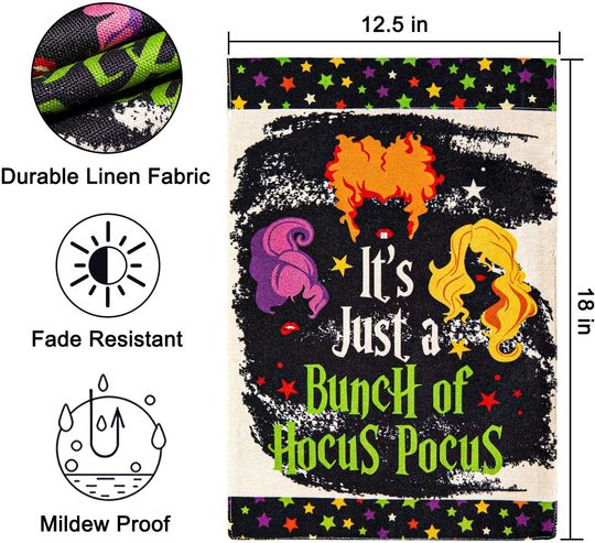 Hocus Pocus Garden Flag Witch Yard Flag