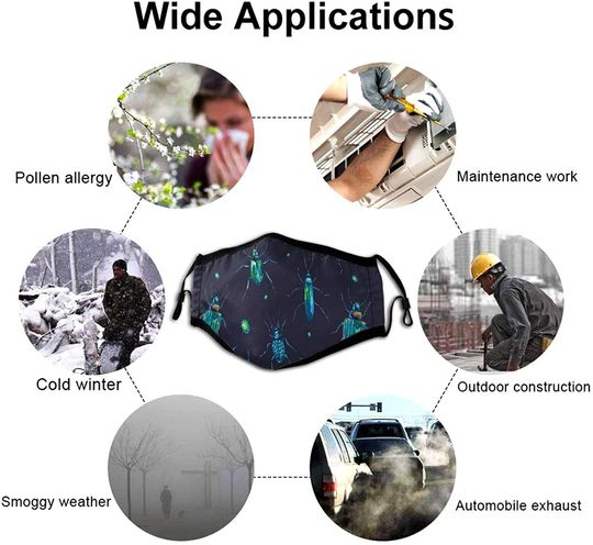 Cicada Unisex Reusable Adjustable Face Mask Dustproof Windproof