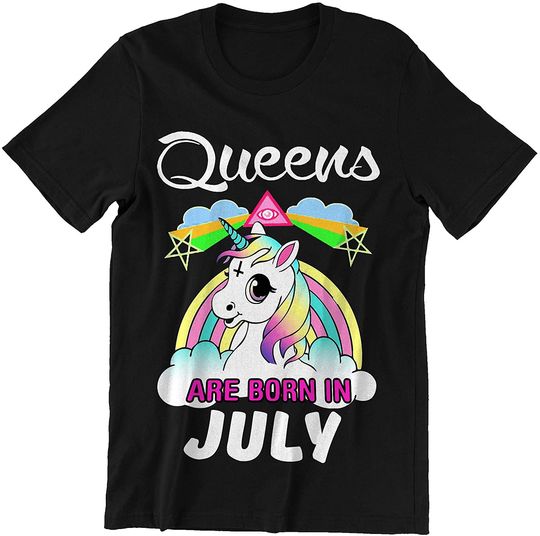 Discover Queens are Born in July Unicorn Queen Shirt