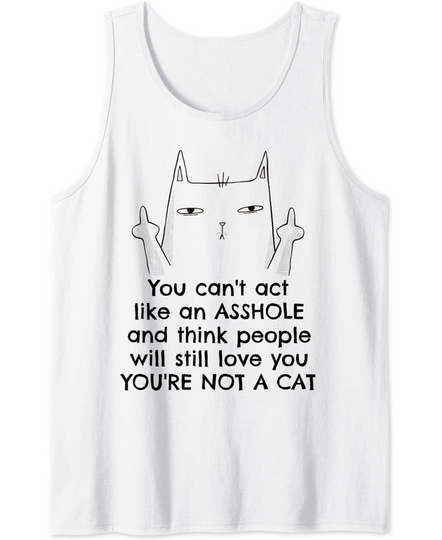 Cat Middle Fingers Cuss Word Tank Top