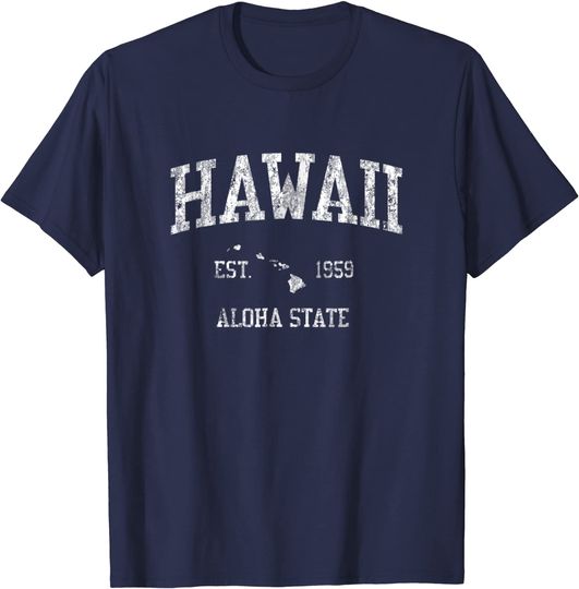 Hawaii T-Shirt Vintage Sports Design Hawaiian Islands T Shirt