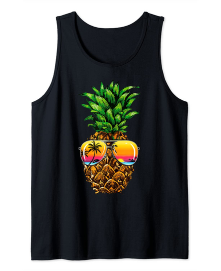 Sunglasses Pineapple Aloha Luau Hawaiian Vacation Tank Top