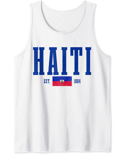 Discover Haiti Est. 1804 Haitian Flag Pride Vintage Haiti Tank Top