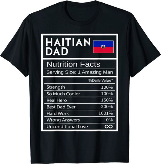 Mens Haitian Dad Nutrition Facts National Pride Gift For Dad T Shirt