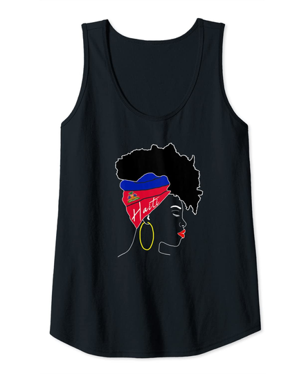 Discover Womens Haitian girl with flag Silhouette, Haiti pride Haitian woman Tank Top