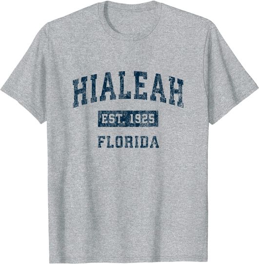 Hialeah Florida FL Vintage Sports Design Navy PrintT Shirt