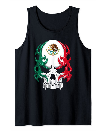 Mexico Flag Mexican Skull Tribal Style Hecho En Mexico Tank Top