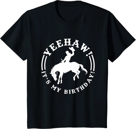 Discover Kids Funny Yeehaw It's My Birthday Cowboy Or Cowgirl Kids T Shirt