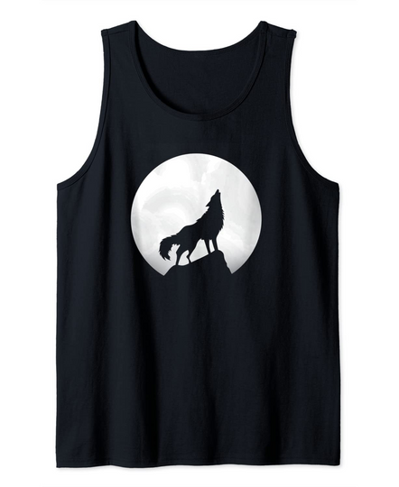 Wolf Howling Moon Light Lone Wolf Tank Top