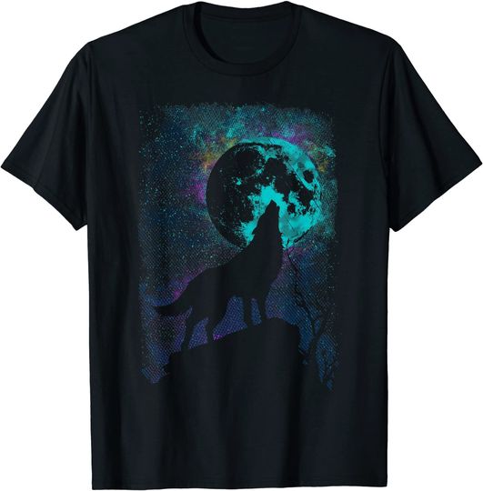 Vintage Wolf Howling At Moon Wolves T Shirt