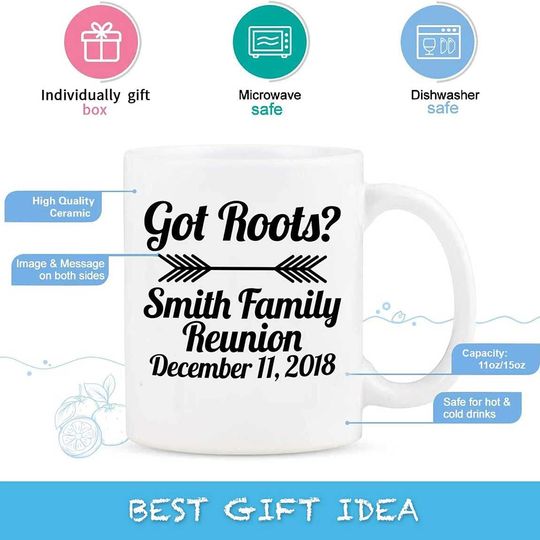 Custom Family Reunion Favors, Family Party, Ceramic Novelty Coffee Mugs 11oz