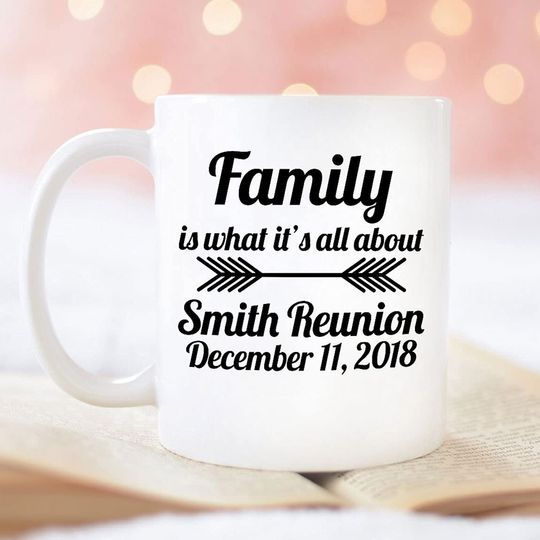 Personalized Custom Family Reunion Favors, Family Party, Ceramic Novelty Coffee Mugs 11oz