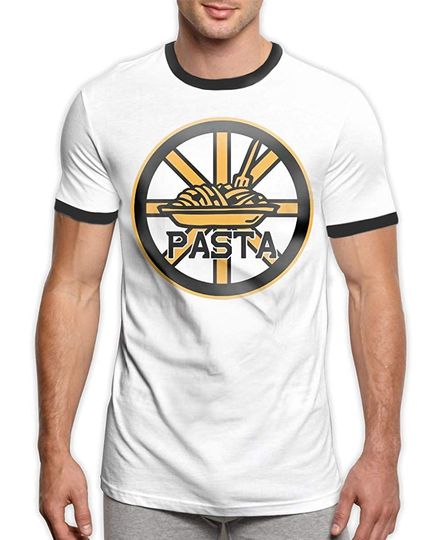 KarenJones Bruins Boston Pastrnak Pasta Mans Short Sleeve Cotton Ringer T Shirt