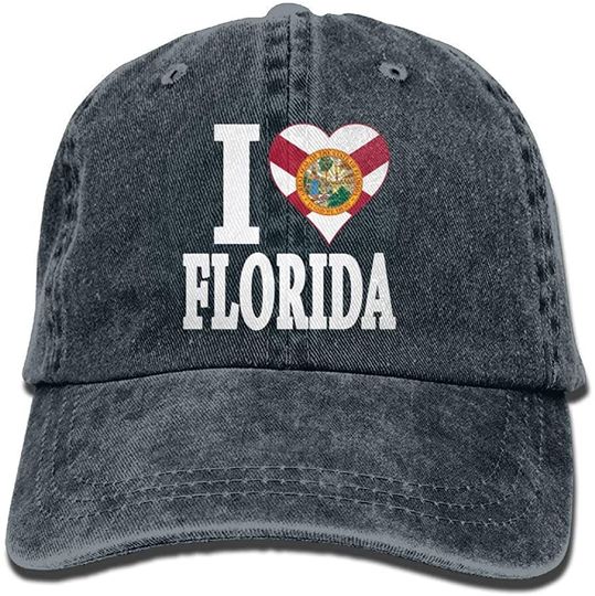 I Love Florido Denim Hat Adjustable Men Washed Baseball Hat
