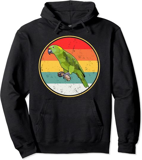 Vintage Retro Sunset Green Parrot Bird Pullover Hoodie