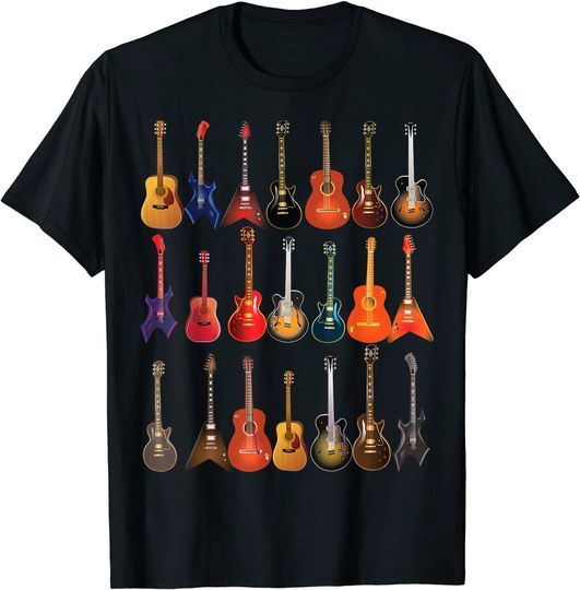 Cute Guitar Rock N Roll Musical Instruments T Shirt
