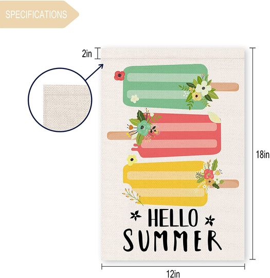 Hello Summer Garden Flag Ice Cream