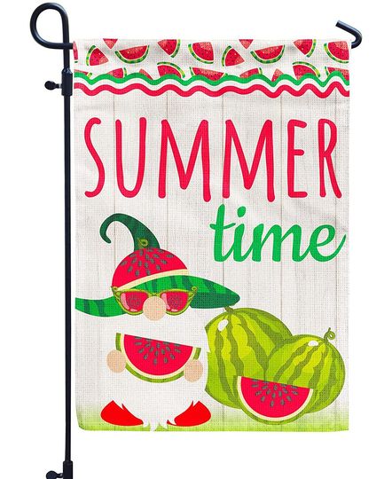 Summer Time Watermelon Garden Flag Gnome