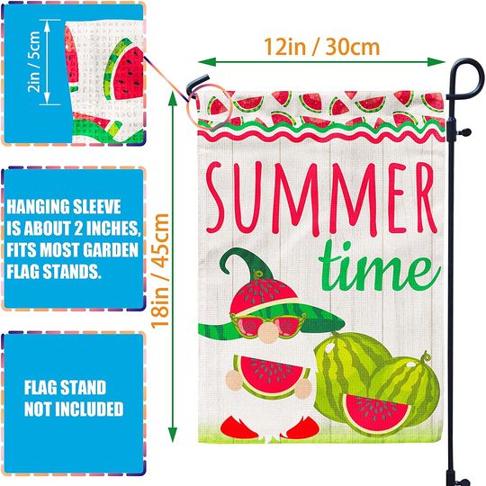 Summer Time Watermelon Garden Flag Gnome